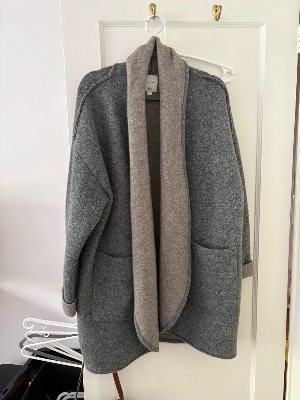 Gentle fawn grey and taupe Open-Front Women's Coatigan